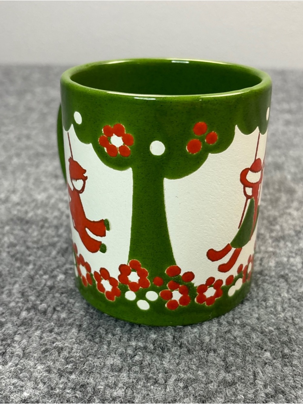 VTG Waechtersbach Pottery West Germany Apple Orchard Tree Coffee Mug Green Swing - Picture 5 of 11